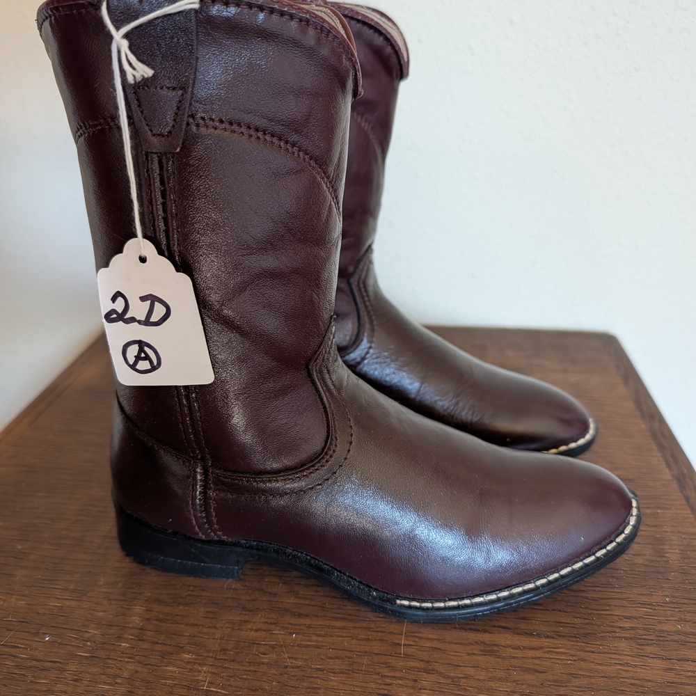 Kids Brown Leather Mid-Calf Boots